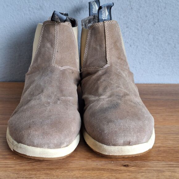 Blundstone Chelsea Boots Men Tan Canvas Pull On Ankle Size 10.5 AU 11.5 US - Picture 2 of 13
